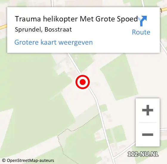 Locatie op kaart van de 112 melding: Trauma helikopter Met Grote Spoed Naar Sprundel, Bosstraat op 23 september 2021 18:05