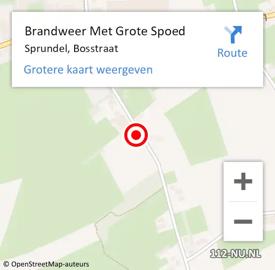 Locatie op kaart van de 112 melding: Brandweer Met Grote Spoed Naar Sprundel, Bosstraat op 23 september 2021 18:05