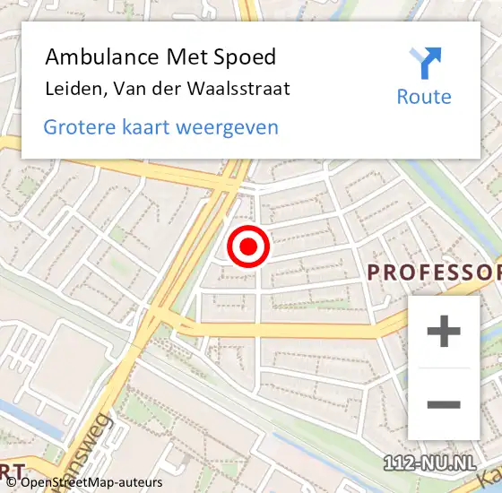 Locatie op kaart van de 112 melding: Ambulance Met Spoed Naar Leiden, Van der Waalsstraat op 23 september 2021 18:09