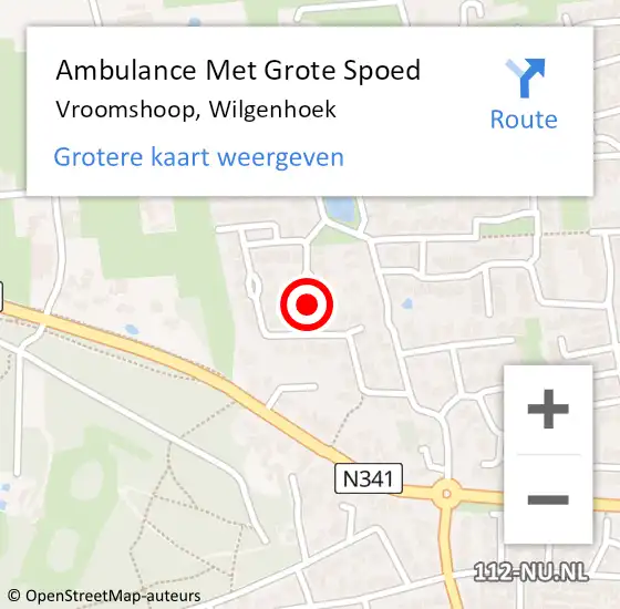 Locatie op kaart van de 112 melding: Ambulance Met Grote Spoed Naar Vroomshoop, Wilgenhoek op 23 september 2021 18:16