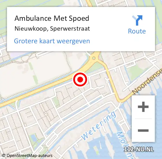 Locatie op kaart van de 112 melding: Ambulance Met Spoed Naar Nieuwkoop, Sperwerstraat op 23 september 2021 18:33