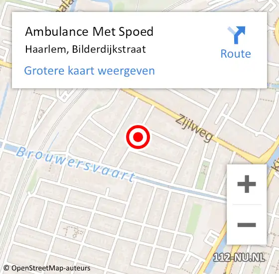 Locatie op kaart van de 112 melding: Ambulance Met Spoed Naar Haarlem, Bilderdijkstraat op 23 september 2021 19:11