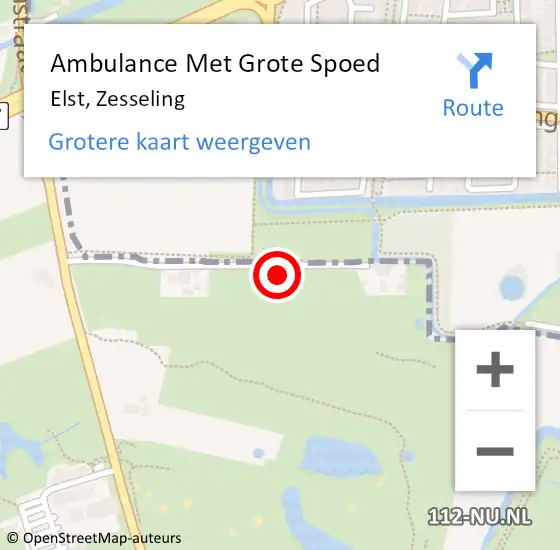 Locatie op kaart van de 112 melding: Ambulance Met Grote Spoed Naar Elst, Zesseling op 23 september 2021 19:27