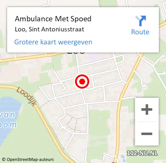 Locatie op kaart van de 112 melding: Ambulance Met Spoed Naar Loo, Sint Antoniusstraat op 23 september 2021 19:31