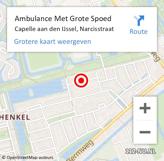 Locatie op kaart van de 112 melding: Ambulance Met Grote Spoed Naar Capelle aan den IJssel, Narcisstraat op 23 september 2021 19:47