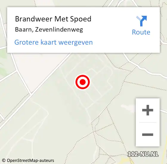 Locatie op kaart van de 112 melding: Brandweer Met Spoed Naar Baarn, Zevenlindenweg op 23 september 2021 20:07