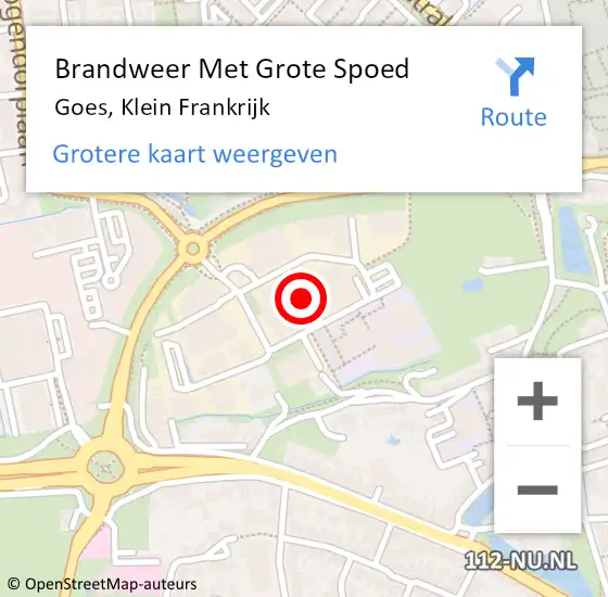 Locatie op kaart van de 112 melding: Brandweer Met Grote Spoed Naar Goes, Klein Frankrijk op 23 september 2021 20:09