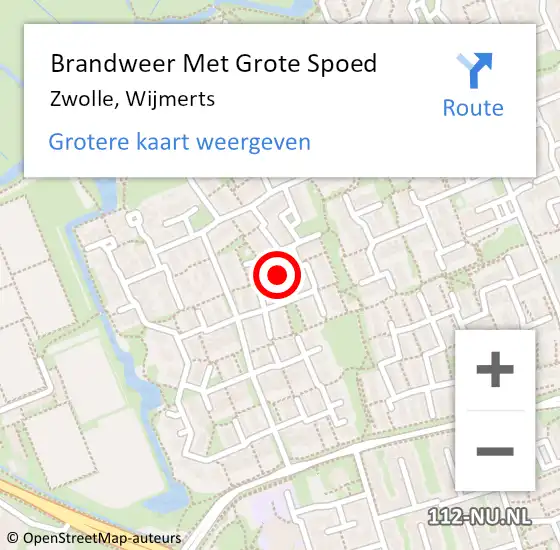 Locatie op kaart van de 112 melding: Brandweer Met Grote Spoed Naar Zwolle, Wijmerts op 23 september 2021 20:18
