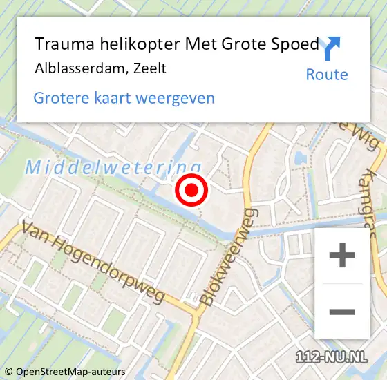 Locatie op kaart van de 112 melding: Trauma helikopter Met Grote Spoed Naar Alblasserdam, Zeelt op 23 september 2021 20:28