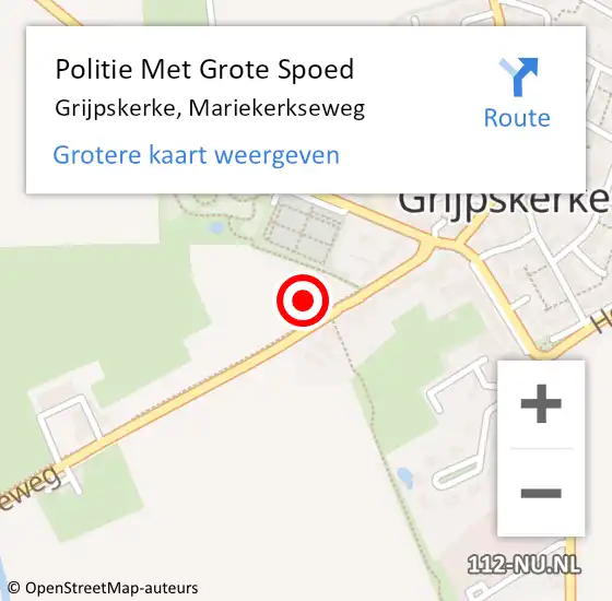 Locatie op kaart van de 112 melding: Politie Met Grote Spoed Naar Grijpskerke, Mariekerkseweg op 23 september 2021 20:34