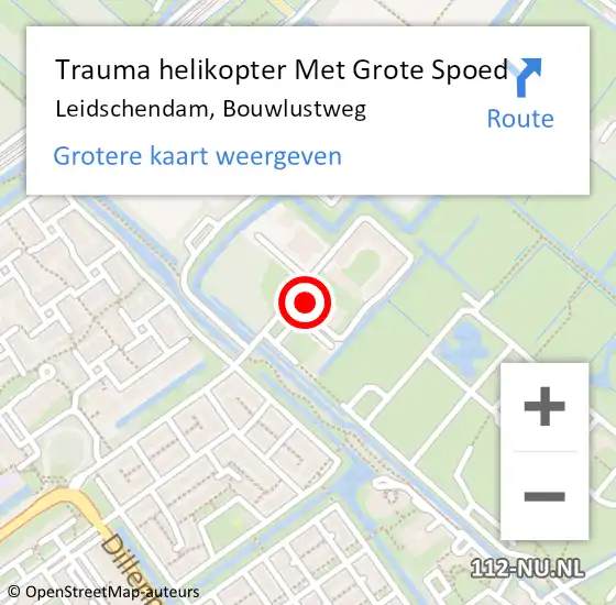 Locatie op kaart van de 112 melding: Trauma helikopter Met Grote Spoed Naar Leidschendam, Bouwlustweg op 23 september 2021 21:14