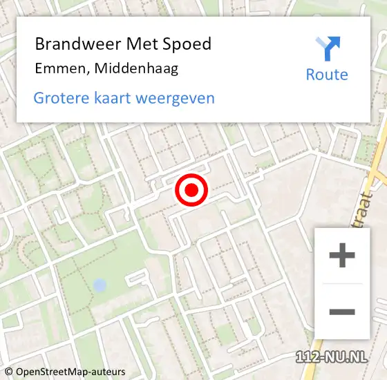 Locatie op kaart van de 112 melding: Brandweer Met Spoed Naar Emmen, Middenhaag op 23 september 2021 21:24