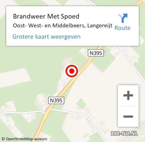 Locatie op kaart van de 112 melding: Brandweer Met Spoed Naar Oost- West- en Middelbeers, Langereijt op 23 september 2021 21:40