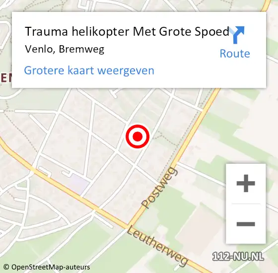 Locatie op kaart van de 112 melding: Trauma helikopter Met Grote Spoed Naar Venlo, Bremweg op 23 september 2021 22:43