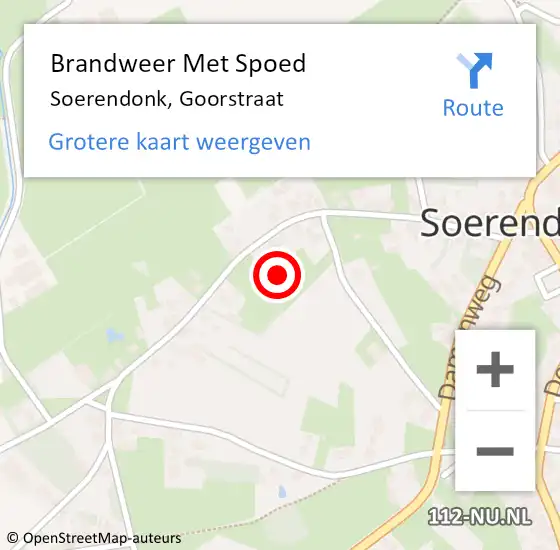 Locatie op kaart van de 112 melding: Brandweer Met Spoed Naar Soerendonk, Goorstraat op 23 september 2021 22:48