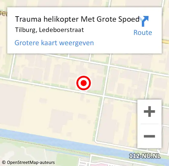 Locatie op kaart van de 112 melding: Trauma helikopter Met Grote Spoed Naar Tilburg, Ledeboerstraat op 23 september 2021 23:26