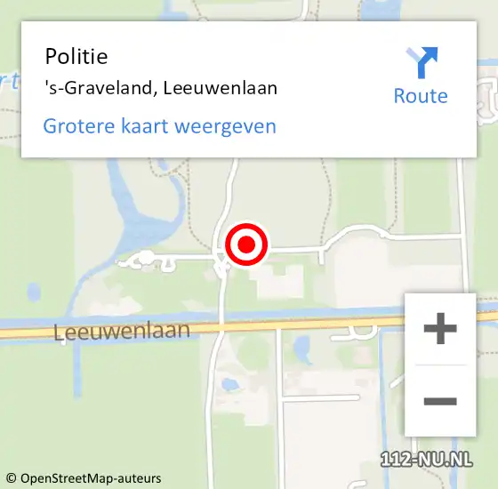 Locatie op kaart van de 112 melding: Politie 's-Graveland, Leeuwenlaan op 24 september 2021 00:28