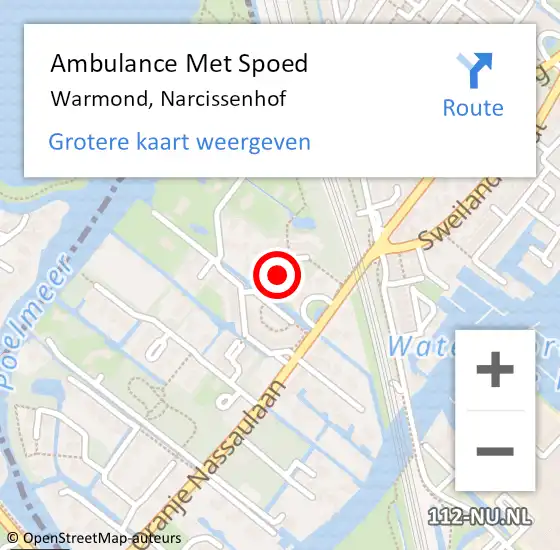 Locatie op kaart van de 112 melding: Ambulance Met Spoed Naar Warmond, Narcissenhof op 24 september 2021 00:32