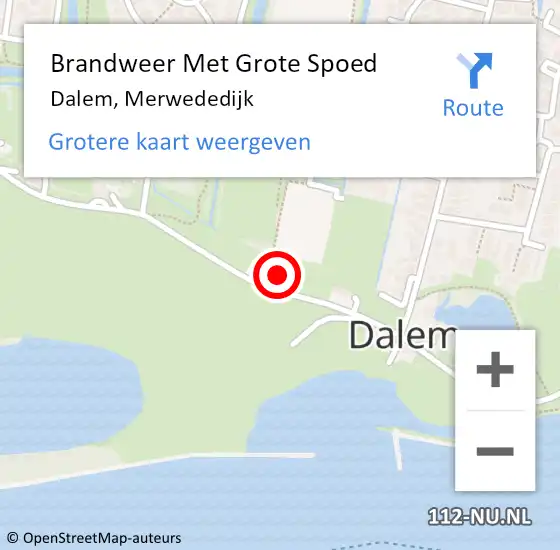Locatie op kaart van de 112 melding: Brandweer Met Grote Spoed Naar Dalem, Merwededijk op 24 september 2021 03:04
