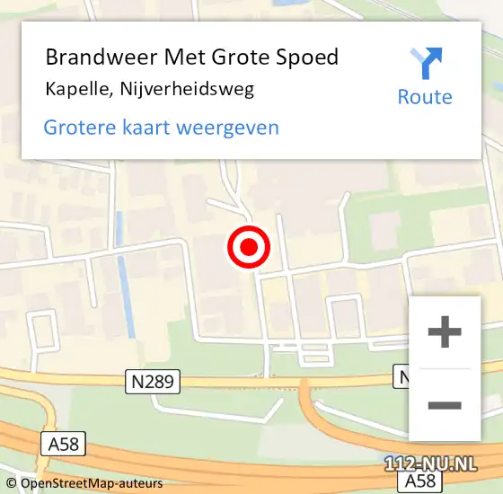 Locatie op kaart van de 112 melding: Brandweer Met Grote Spoed Naar Kapelle, Nijverheidsweg op 24 september 2021 04:02