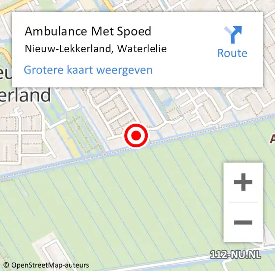 Locatie op kaart van de 112 melding: Ambulance Met Spoed Naar Nieuw-Lekkerland, Waterlelie op 24 september 2021 05:37