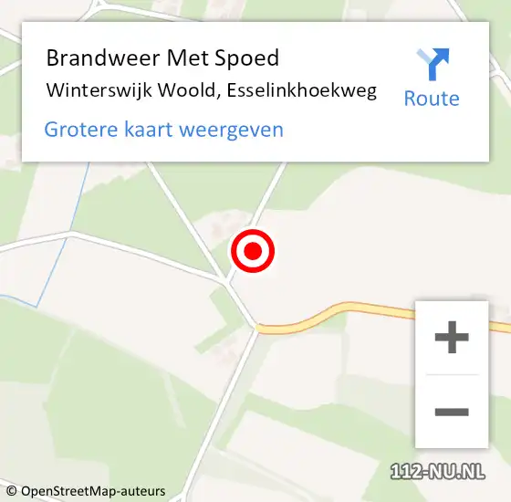 Locatie op kaart van de 112 melding: Brandweer Met Spoed Naar Winterswijk Woold, Esselinkhoekweg op 24 september 2021 06:48
