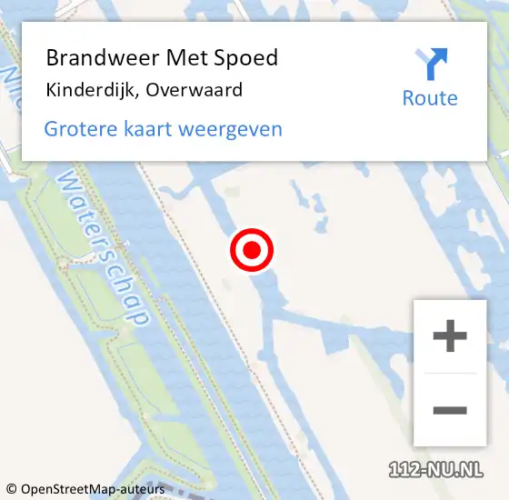 Locatie op kaart van de 112 melding: Brandweer Met Spoed Naar Kinderdijk, Overwaard op 24 september 2021 07:08
