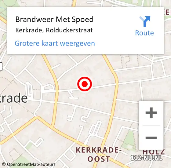 Locatie op kaart van de 112 melding: Brandweer Met Spoed Naar Kerkrade, Rolduckerstraat op 24 september 2021 07:34