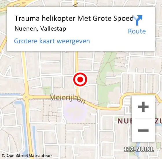 Locatie op kaart van de 112 melding: Trauma helikopter Met Grote Spoed Naar Nuenen, Vallestap op 24 september 2021 07:43