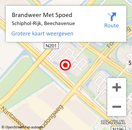 Locatie op kaart van de 112 melding: Brandweer Met Spoed Naar Schiphol-Rijk, Beechavenue op 24 september 2021 08:33
