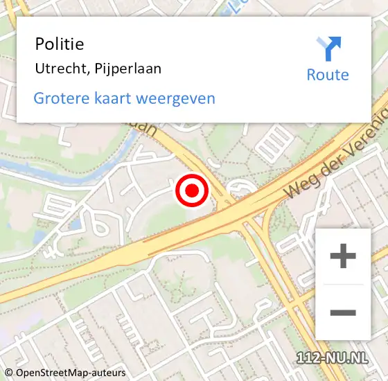 Locatie op kaart van de 112 melding: Politie Utrecht, Pijperlaan op 24 september 2021 08:38