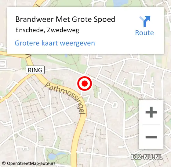 Locatie op kaart van de 112 melding: Brandweer Met Grote Spoed Naar Enschede, Zwedeweg op 24 september 2021 08:47