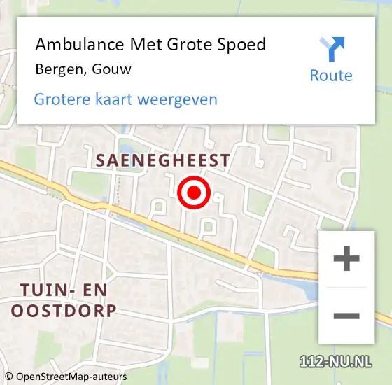 Locatie op kaart van de 112 melding: Ambulance Met Grote Spoed Naar Bergen, Gouw op 24 september 2021 08:50