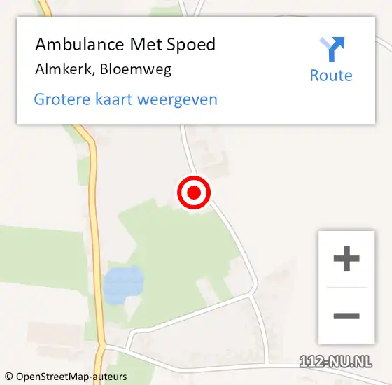 Locatie op kaart van de 112 melding: Ambulance Met Spoed Naar Almkerk, Bloemweg op 24 september 2021 08:56