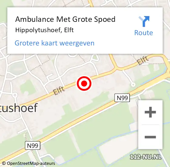 Locatie op kaart van de 112 melding: Ambulance Met Grote Spoed Naar Hippolytushoef, Elft op 24 september 2021 09:00
