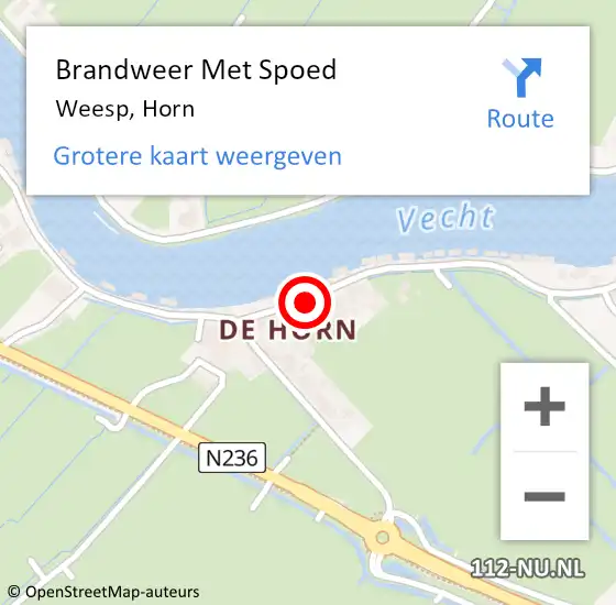 Locatie op kaart van de 112 melding: Brandweer Met Spoed Naar Weesp, Horn op 24 september 2021 09:35