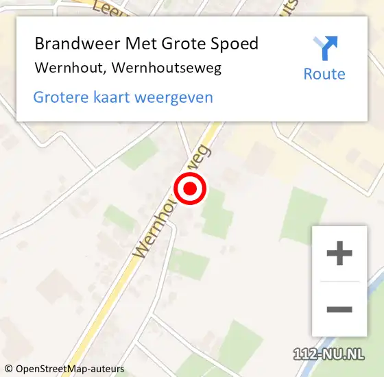 Locatie op kaart van de 112 melding: Brandweer Met Grote Spoed Naar Wernhout, Wernhoutseweg op 24 september 2021 09:44