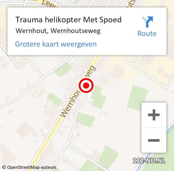 Locatie op kaart van de 112 melding: Trauma helikopter Met Spoed Naar Wernhout, Wernhoutseweg op 24 september 2021 09:52
