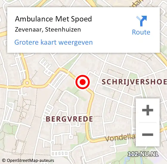 Locatie op kaart van de 112 melding: Ambulance Met Spoed Naar Zevenaar, Steenhuizen op 24 september 2021 09:55