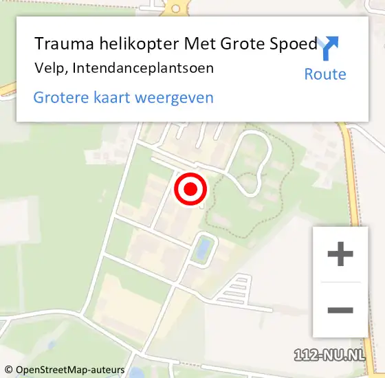 Locatie op kaart van de 112 melding: Trauma helikopter Met Grote Spoed Naar Velp, Intendanceplantsoen op 24 september 2021 10:02