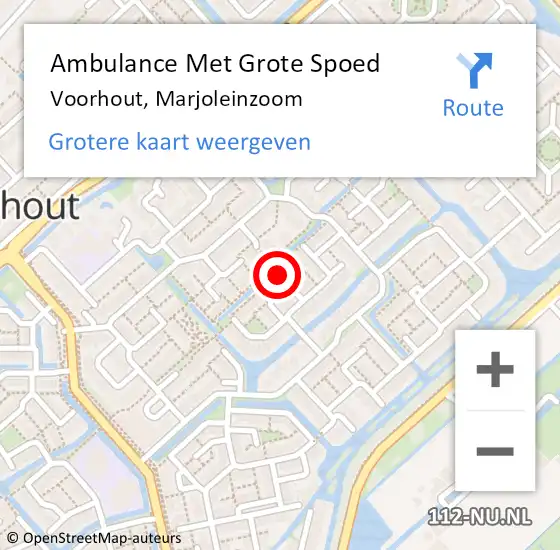 Locatie op kaart van de 112 melding: Ambulance Met Grote Spoed Naar Voorhout, Marjoleinzoom op 24 september 2021 10:46