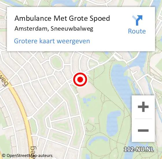 Locatie op kaart van de 112 melding: Ambulance Met Grote Spoed Naar Amsterdam, Sneeuwbalweg op 24 september 2021 11:27