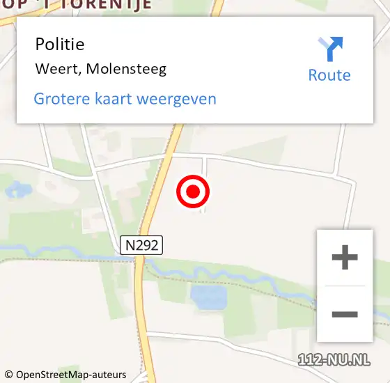 Locatie op kaart van de 112 melding: Politie Weert, Molensteeg op 24 september 2021 11:30