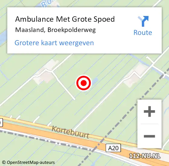 Locatie op kaart van de 112 melding: Ambulance Met Grote Spoed Naar Maasland, Broekpolderweg op 24 september 2021 11:32