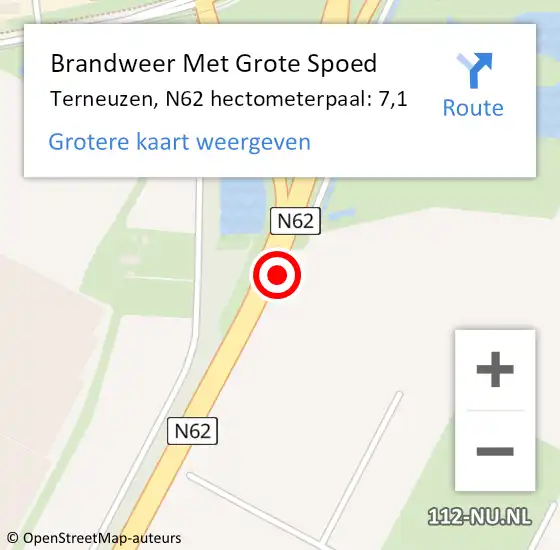 Locatie op kaart van de 112 melding: Brandweer Met Grote Spoed Naar Terneuzen, N62 hectometerpaal: 7,1 op 24 september 2021 11:44