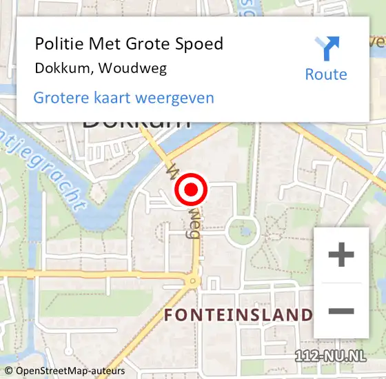 Locatie op kaart van de 112 melding: Politie Met Grote Spoed Naar Dokkum, Woudweg op 24 september 2021 12:05