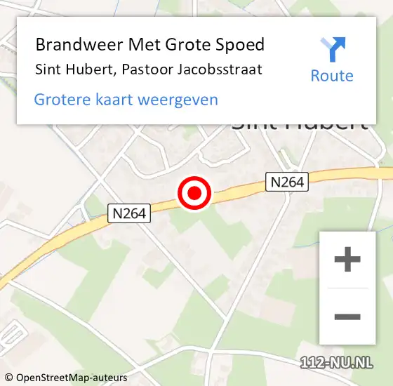 Locatie op kaart van de 112 melding: Brandweer Met Grote Spoed Naar Sint Hubert, Pastoor Jacobsstraat op 24 september 2021 12:05