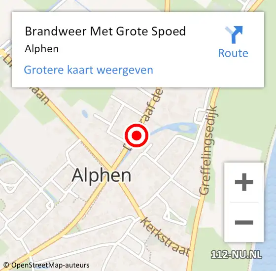 Locatie op kaart van de 112 melding: Brandweer Met Grote Spoed Naar Alphen op 24 september 2021 12:08