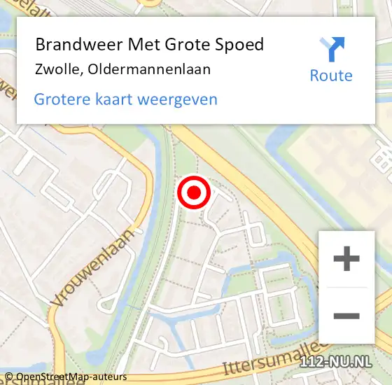 Locatie op kaart van de 112 melding: Brandweer Met Grote Spoed Naar Zwolle, Oldermannenlaan op 24 september 2021 12:25