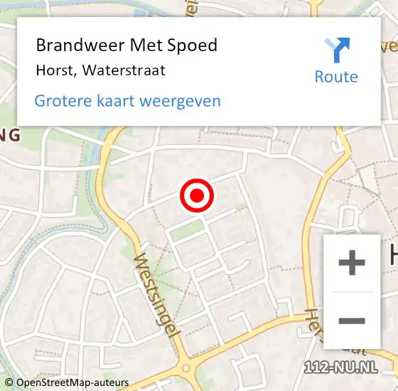 Locatie op kaart van de 112 melding: Brandweer Met Spoed Naar Horst, Waterstraat op 24 september 2021 12:33